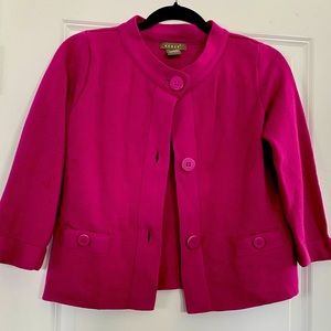 Fuchsia Cardigan with functional buttons.
